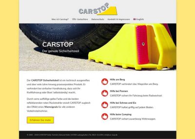 Kleine mehrsprachige Produktwebsite für den Carstop Sicherheitskeil von Keller-Technik Ludwigshafen